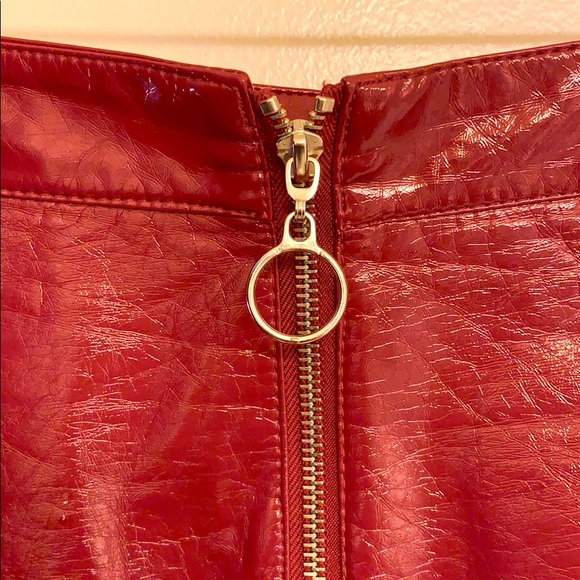 Red Mini Skirt, fake leather - Picture 3 of 6
